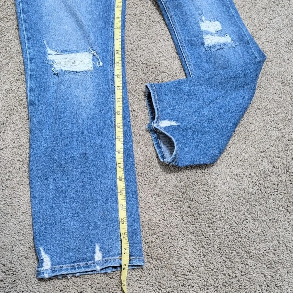 Just Black Denim Straight Leg Jeans Distressed Medium Wash Size 28